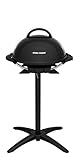 George Foreman Indoor/Outdoor Electric Patio Grill, Apartment Approved, 15-Serving, Removable Stand, Black