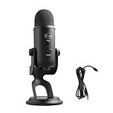 Logitech Creators Blue Yeti USB Microphone for PC, Mac, Gaming, Recording, Streaming, Podcasting, Studio and Computer Condenser Mic with Blue VO!CE effects, 4 Pickup Patterns, Plug and Play - Blackout