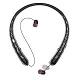 Finpola Neckband Bluetooth Headphones, V5.3 Retractable Headphones with IPX5 Sweatproof, 18H Playtime Sport Headset with Noise Cancelling Mic for Gym, Running, Workout, Outdoor Sports