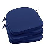 Outdoor Chair Cushions Set of 4: Waterproof & Fade Resistant Patio Furniture Cushions - 17L x 16W x 2H Inch Non Slip Round Corner Seat Cushion Pads with Removable Cover for Garden Yard Lawn, Navy