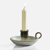 Kendiis Candle Holder Ceramic Candlestick Holder, Candlelight Stand for Spell Candles, Taper Candles, and Incense, Halloween Christmas Dining Room Home Decoration Display-White and Green