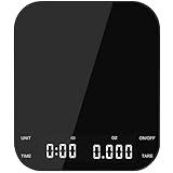 Coffee Scale with Timer, Kitchen, Digital, Rechargeable, Glass Mirror Design, for Pour-Over Barista, 0.3-3000g/0.1g