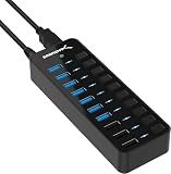 SABRENT 10-Port Powered USB 3.0 Hub, 3 Charging Ports, 60W (HB-B7C3)
