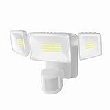 Onforu Battery Powered LED Flood Light Outdoor, 2000LM Motion Sensor Security Lights, IP65 Wireless Battery Operated Motion Detector Flood Lights with Adjustable 3 Head for Garage,Yard,Porch