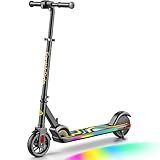 FanttikRide C9 Pro Kids Electric Scooter Ages 8-12, Colorful Rainbow Lights, E-Scooter for Kids 3.9-5.2 ft, 132 lbs, 5 Miles Range, Up to 40 min Ride Time, 5/8/10 MPH, 3 Adjustable Heights, Black