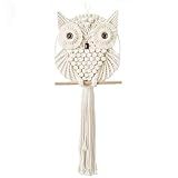 Achart Owl Macrame Wall Hanging-Hand Woven Boho Tapestry-Macrame Wall Decor -Owl Decor for Bedroom, Living Room, Nursery (Beige-Small)