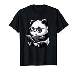 Panda Reading Book Kawaii Bookworm Librarian T-Shirt, Men, Black, 3X-Large