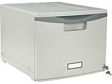 Storex Plastic One-Drawer File Cabinet – Locking Document Organizer for Home and Office, Gray, 1-Pack (61251B01C)