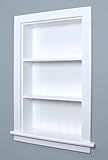 Fox Hollow Furnishings 14x24 Aiden Recessed Wall Niche Medicine Cabinet Replacement, in The Wall Bathroom Cabinet Insert Shelf/Shelves, Made in North America, Real Wood, NO MDF, Beadboard, White