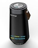Timeage Ozone Generator for Car, 2-in-1 Ozone Machine+ Air Ionizer to Clean Pet Odor, Cigarette Smell, Dust,Pollen for Travel, Home, Portable Size, Filterless, Rechargeable,Odor Deodorizer