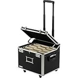 Vaultz Portable File Storage Box with Handle - 14.5" x 17.5" x 15.5" Letter/Legal Size Mobile Lock Box - Double Combination Locking Cabinet - Black