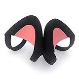 REEYEAR Cute Cat Ears Fits HypreX Cloud/Stinger/Cloud Flight Headsets, Universal Fit Lovely Kitty Adjustable Attachment Straps for Video Live Gaming Headphone, Black & Pink