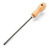 8” Round File Tool - High Quality Steel Round Metal File Woodworking Rasp with 4” Beech Wood Handle - Durable and Long-Lasting Wood Rasps for Woodworking to Shape Curved Surfaces by Kings County Tools