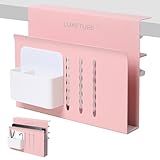 LUKETURE Desk Side Storage, Steel Side Desk Organizer, No Drill Workspace Organizers, Clamp on Computer Desk Accessories, with Magnetic Pen Holder, Fits Flat Edge Tables 0.3" to 2.8"