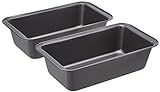 Amazon Basics Rectangular Baking Bread Loaf Pan, 9.5 x 5 Inch, Set of 2, Gray