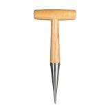 FLORA GUARD Garden Dibber Tool, Steel Seed Planter with Wood Handle