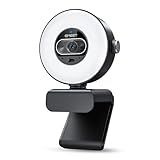 EMEET S600L 4K Webcam for Streaming with Ring Light, 4 Lighting Modes, Rainbow Effect, 1/2" Sensor, AI Imaging, 0.2S PDAF, 2 Mics, Dial Control, 4K Webcam with Light for OBS/Twitch/YouTube/Zoom/PC/Mac