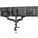 HUANUO Triple Monitor Mount for 17 to 32 inch Screens, Adjustment Gaming Triple Monitor Stand with Swivel, Tilt, Rotation, Clamp & Grommet Kit