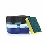 Homeor 2 in 1 Soap Dispenser for Bathroom Accessories Dishwasher Liquid Dispenser with Sponge Holder for Kitchen Sink Countertop Kitchen Bathroom (Multi-Color), 1 Piece