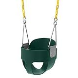 High Back Full Bucket Toddler Swing Seat with Yellow Coated Chains Fully Assembled Baby Swing Set Accessories