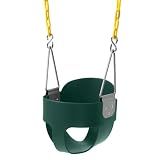 High Back Full Bucket Toddler Swing Seat with Yellow Coated Chains Fully Assembled Baby Swing Set Accessories