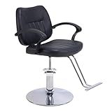 Anwick Salon Barber Chair, 360° Barber Chair Salon Chair for Hair Stylist, Adjustable Height, Chrome Base, Durable Frame & Footrest, Swivel Styling Braiding Hairdresser Chair for Home Barbershop