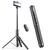 Sensyne 60" Phone Tripod - Selfie Stick, Lightweight All in One Phone Tripod Integrated with Wireless Remote Compatible with All Cell Phones for Selfie/Video Recording/Photo/Live Stream/Vlog（Black）
