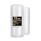 Bubble Cushioning Wrap 2 Pack 12 Inch x 72 ft Bubble Wrap for Packing，Moving Boxes and Shipping for Your Business，Perforated Every 12 in.Suitable for Filling Packaging Boxes.