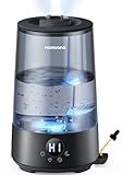 Homvana 3.6L Cool Mist Humidifiers for Bedroom, Large Room, Home, House, Office, Living Room, 34H Top Fill Easy to Clean Small Humidifier for Plants indoor, Grow Tents, Greenhouse, Filterless (Black)