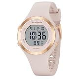 GOLDEN HOUR Waterproof Sport Women's Digital Chronograph Silicone Strap Watch in Rose Gold Case