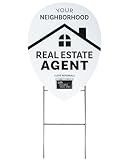 Neighborhood Real Estate Agent Map Pin Yard Sign Kit with Clear Acrylic Business Card Holder and Metal Yard Stake, Marketing Supply (Pack of 1, Neighborhood Agent Pin Sign Kit)
