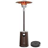 EAST OAK 50,000 BTU Patio Heater with Sand Box, Table Design, Double-Layer Stainless Steel Burner, Wheels, Triple Protection System, Outdoor Heater for Home and Residential, Pinecone