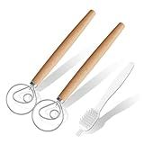 Aqdocvf 2-Pack Danish Dough Whisk, 13-Inch Dutch Whisk with Stainless Steel Ring, Dutch Bread Whisks for Sourdough, Pizza, Pastry, and Cookies, Essential Kitchen Cooking Safe Mixing Tool