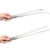 Unlumm 15" Long Tweezers for Aquarium 2 Pcs, Stainless Steel Feeding Tongs