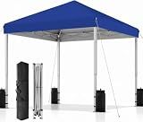 SANWAY 10x10 Pop Up Canopy Tent, One Push Setup, Instant Portable for Outdoor Events, Parties & Camping with 8 Stakes, 4 Ropes and Carry Bag, Blue
