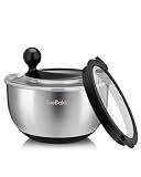 SveBake Stainless Steel Salad Spinner with Storage Lid, 5.3 Qt, BPA-Free, 4-in-1 Multi-Functional Lettuce Spinner, Fruit & Vegetable Washer, Easy Clean, Stop Button, Non-Slip Base