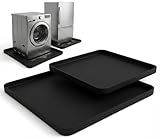 mxyteabz 2 Pack Silicone Refrigerator Drip Pan for Floor, 24" & 20" Appliance Floor Protector Mat with 0.4" Raised Edges, Waterproof Leakproof Tray for Mini Fridge, Washer, Wine Cooler, Black