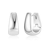 925 Sterling Silver Earrings Small Chunky Silver Earrings for Women Small Hoop Earrings Silver Hypoallergenic Small Thick Huggie Hoops Earing for Women Trendy