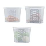 LanAevum Silicone Storage Bag Reusable Food Storage Bag Silicone Snack Bag Pet Food Bag 17oz/34oz/50oz, 3pcs, White, BPA Free Wide Base Stand-Upright Freezeable Microwaveable Dishwasher
