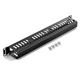 VCELINK 1U Server Rack Cable Management 24-Slot, 19" Carbon Steel Horizontal Network Cable Management for Network Cabinet, All-Metal Black 1 Pack