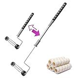 6pcs House Paint Roller Kit, PinStone 9 inch Extendable Roller Frame with 5 Microfiber Replacement Covers, Adjustable Painting Roller (18" - 36"), Home Painting Supplies for Painting Walls & Ceilings