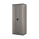 Suncast Tall Storage Cabinet, Platinum Resin Outdoor & Garage Storage Cabinet with Doors & Shelves, Plastic, Weather-Resistant, Lockable, Freestanding Utility Closet for Tools & Supplies, Made in USA