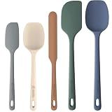 ChefAide 5 Pieces Silicone Spatula Set, Food Grade Rubber Spatula, Upgrade Strong Handle with Ergonomic Grip, Heat Resistant Up to 600°F for Nonstick Cookware, Cooking