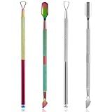 Guduling 4 PCS Lotto Scratcher Tool,Stainless Steel Scratch Off Tool,2 Style Multi-Use Lottery Scratcher Tools, for Tickets,Stickers, Labels,Cuticle Tools for Professionals and Amateurs