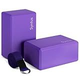 Syntus Yoga Block and Strap Set, 2 EVA Foam Soft Non-Slip Blocks 9×6×4 inches, 8FT Metal D-Ring Strap for Yoga, General Fitness, Pilates, Stretching and Toning