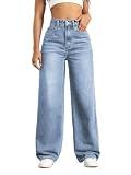 Mars power Straight Leg Jeans for Women,High Waisted Wide Leg Loose Stretchy Boyfriend Denim Pants Baggy Jeans for Women (US, Alpha, XX-Large, Regular, Regular, Lightblue)