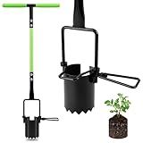 Joyhalo Bulb Planter Tool Long Handle, 30in Serrated Base, 5 in 1 Lawn Tool, Sod Cutter, Grass Plugger Tool, Weeding, Transplanting, Garden Hole Digger for Plants, Flower Tulips Daffodils Lily