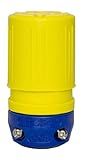 Ericson 1610-C Connector, Perma-Link, NEMA 5-15R, 2 Pole/3 Wire Straight Blade, 15 Amp, 125V, 1 Phase, Safety Yellow