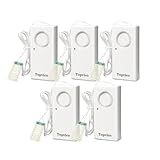 Topvico Water Alarm Leak Detector Moisture Sensor for Basements Sump Pump Dishwasher RV Water Heater Pan High Flood Alert, 120dB Work Alone, Battery Operated, 5 Packs
