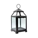 Hosley 12 Inch High Clear Glass and Iron Classic Style Lantern Ideal Gift for Festivities Parties Weddings Aromatherapy and Spa Settings O3